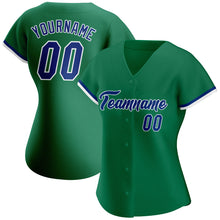 Load image into Gallery viewer, Custom Kelly Green Royal-White Authentic Baseball Jersey
