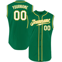 Load image into Gallery viewer, Custom Kelly Green White-Gold Authentic Sleeveless Baseball Jersey
