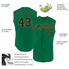 Load image into Gallery viewer, Custom Kelly Green Black-Old Gold Authentic Sleeveless Baseball Jersey
