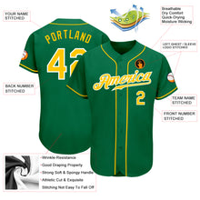 Load image into Gallery viewer, Custom Kelly Green Gold-White Authentic Baseball Jersey
