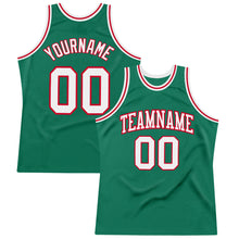 Load image into Gallery viewer, Custom Kelly Green White-Red Authentic Throwback Basketball Jersey

