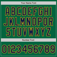 Load image into Gallery viewer, Custom Kelly Green Navy-Gold Authentic Baseball Jersey
