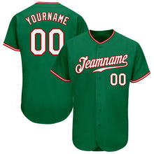 Load image into Gallery viewer, Custom Kelly Green White-Red Authentic Baseball Jersey
