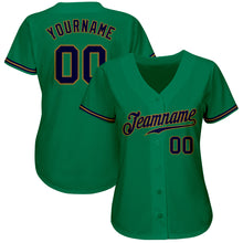 Load image into Gallery viewer, Custom Kelly Green Navy-Old Gold Authentic Baseball Jersey
