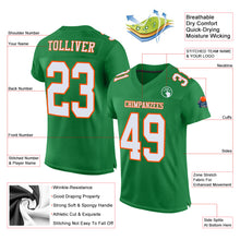 Load image into Gallery viewer, Custom Grass Green White-Orange Mesh Authentic Football Jersey
