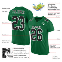 Load image into Gallery viewer, Custom Kelly Green Black-White Mesh Authentic Football Jersey
