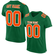 Load image into Gallery viewer, Custom Kelly Green Orange-White Mesh Authentic Football Jersey
