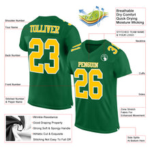 Load image into Gallery viewer, Custom Kelly Green Gold-White Mesh Authentic Football Jersey
