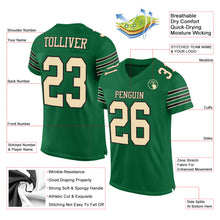 Load image into Gallery viewer, Custom Kelly Green Cream-Black Mesh Authentic Football Jersey
