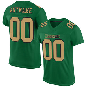 Custom Kelly Green Old Gold-Black Mesh Authentic Football Jersey