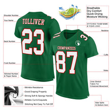 Load image into Gallery viewer, Custom Kelly Green White-Red Mesh Authentic Football Jersey
