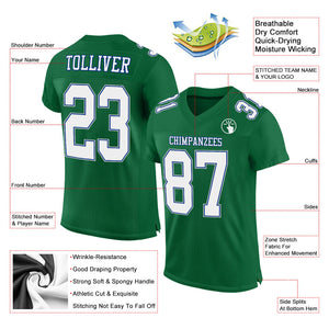 Custom Kelly Green White Royal-Gray Mesh Authentic Football Jersey