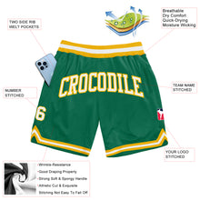 Load image into Gallery viewer, Custom Kelly Green White-Gold Authentic Throwback Basketball Shorts
