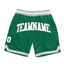 Load image into Gallery viewer, Custom Kelly Green White-Gray Authentic Throwback Basketball Shorts

