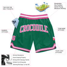 Load image into Gallery viewer, Custom Kelly Green Pink-White Authentic Throwback Basketball Shorts

