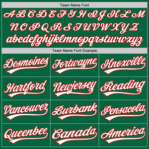 Custom Kelly Green White-Red Authentic Baseball Jersey