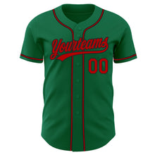 Load image into Gallery viewer, Custom Kelly Green Red-Black Authentic Baseball Jersey
