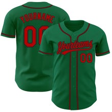 Load image into Gallery viewer, Custom Kelly Green Red-Black Authentic Baseball Jersey
