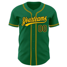 Load image into Gallery viewer, Custom Kelly Green Black-Gold Authentic Baseball Jersey
