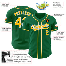 Load image into Gallery viewer, Custom Kelly Green Gold-White Authentic Baseball Jersey

