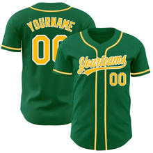 Load image into Gallery viewer, Custom Kelly Green Gold-White Authentic Baseball Jersey
