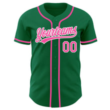 Load image into Gallery viewer, Custom Kelly Green Pink-White Authentic Baseball Jersey
