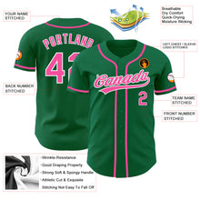 Load image into Gallery viewer, Custom Kelly Green Pink-White Authentic Baseball Jersey
