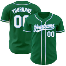 Load image into Gallery viewer, Custom Kelly Green White-Light Blue Authentic Baseball Jersey
