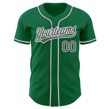 Load image into Gallery viewer, Custom Kelly Green Steel Gray-White Authentic Baseball Jersey
