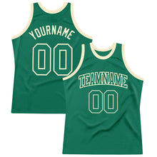 Load image into Gallery viewer, Custom Kelly Green Kelly Green-Cream Authentic Throwback Basketball Jersey
