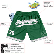 Load image into Gallery viewer, Custom Kelly Green White-Gray Authentic Throwback Basketball Shorts
