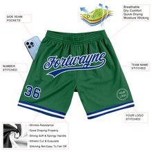 Load image into Gallery viewer, Custom Kelly Green Royal-White Authentic Throwback Basketball Shorts
