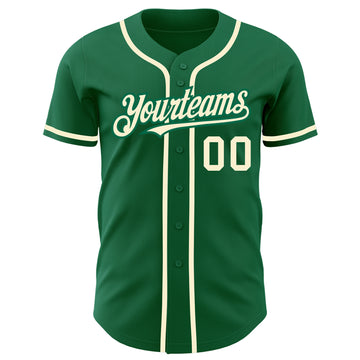 Custom Kelly Green Cream Authentic Baseball Jersey