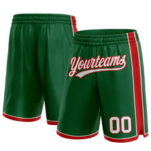 Load image into Gallery viewer, Custom Kelly Green White-Red Authentic Basketball Shorts
