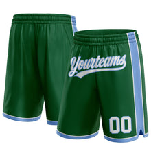 Load image into Gallery viewer, Custom Kelly Green White-Light Blue Authentic Basketball Shorts
