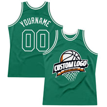 Load image into Gallery viewer, Custom Kelly Green White Authentic Throwback Basketball Jersey
