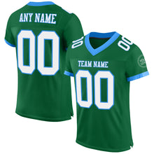 Load image into Gallery viewer, Custom Kelly Green White-Electric Blue Mesh Authentic Football Jersey
