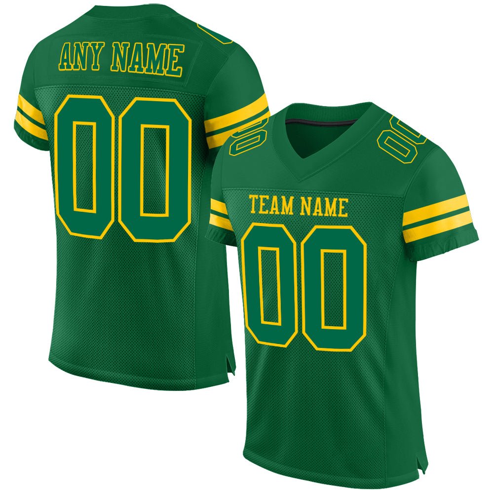 Custom Kelly Green Yellow Mesh Authentic Football Jersey