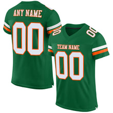 Load image into Gallery viewer, Custom Kelly Green White-Orange Mesh Authentic Football Jersey
