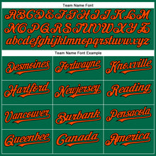 Load image into Gallery viewer, Custom Kelly Green Orange-Black Authentic Baseball Jersey
