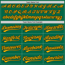 Load image into Gallery viewer, Custom Kelly Green Black-Gold Authentic Throwback Baseball Jersey
