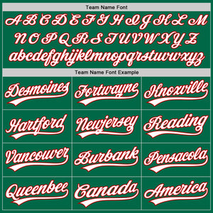 Custom Kelly Green White-Red Authentic Throwback Baseball Jersey