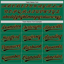 Load image into Gallery viewer, Custom Kelly Green Black-Old Gold Authentic Throwback Baseball Jersey
