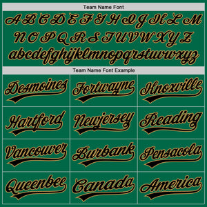 Custom Kelly Green Black-Old Gold Authentic Throwback Baseball Jersey