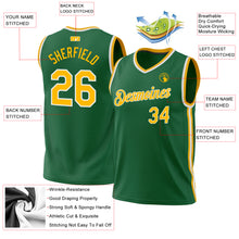 Load image into Gallery viewer, Custom Kelly Green Gold-White Authentic Throwback Basketball Jersey
