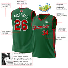 Load image into Gallery viewer, Custom Kelly Green Red-Black Authentic Throwback Basketball Jersey
