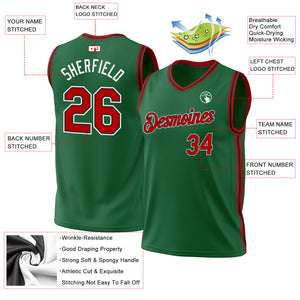 Custom Kelly Green Red-Black Authentic Throwback Basketball Jersey