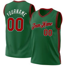 Load image into Gallery viewer, Custom Kelly Green Red-Black Authentic Throwback Basketball Jersey
