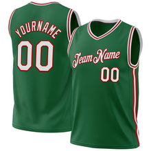 Load image into Gallery viewer, Custom Kelly Green White-Red Authentic Throwback Basketball Jersey
