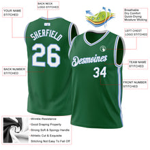 Load image into Gallery viewer, Custom Kelly Green White-Light Blue Authentic Throwback Basketball Jersey
